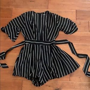 Black striped romper